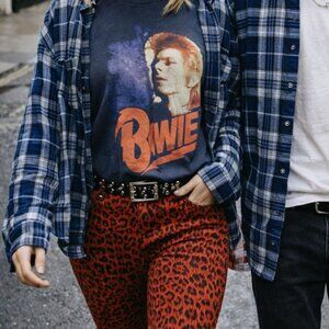 Bowie Graphic Tee dark Grey Black XL David Retro Ziggy